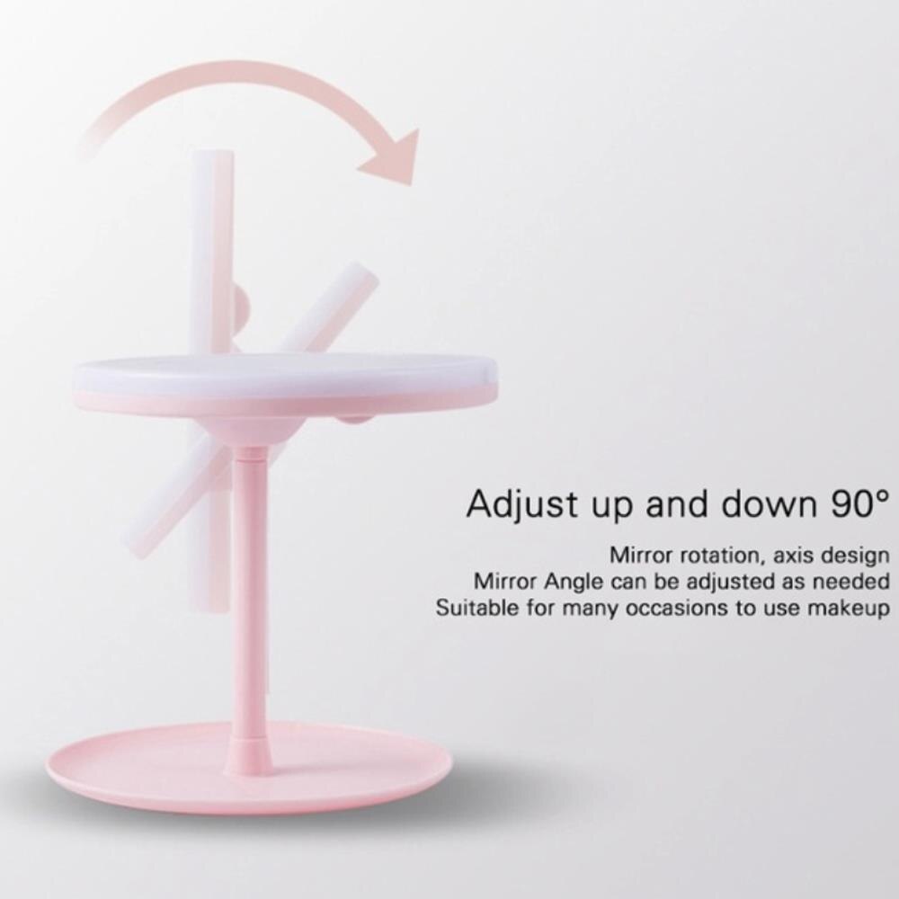 Makeup spejl med lampe 90 ° rotation 3 mode lys ledet bord makeupspejle usb genopladelig berøringskontrol