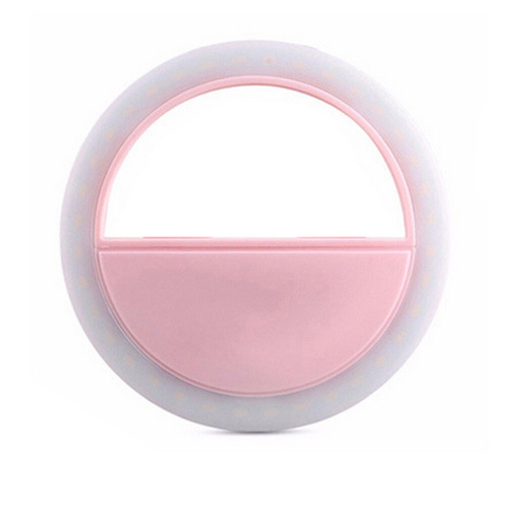 Cargador USB espejo de maquillaje LED Flash automático para teléfono móvil Smartphone redondo portátil linterna de Selfie maquillaje espejo herramientas de belleza: Rosa