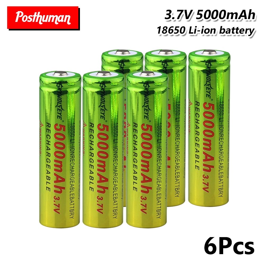 1/2/4/6/8 Pieces 18650 Li-ion Battery 5000mAh Rechargeable Batteries 3.7 V 18650 Li Ion Lithium Battery Cells Replacement: 6 pieces