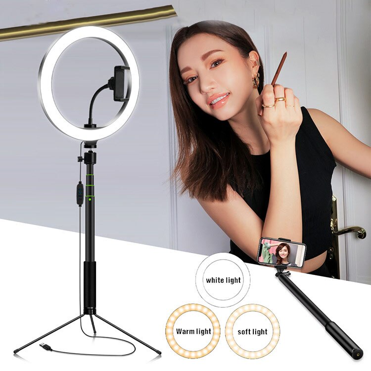 26cm/10inch LED Selfie Ring Light Dimmable LED Ring Lamp Photo Video Camera Phone Light Ringlight For Live Fill Light