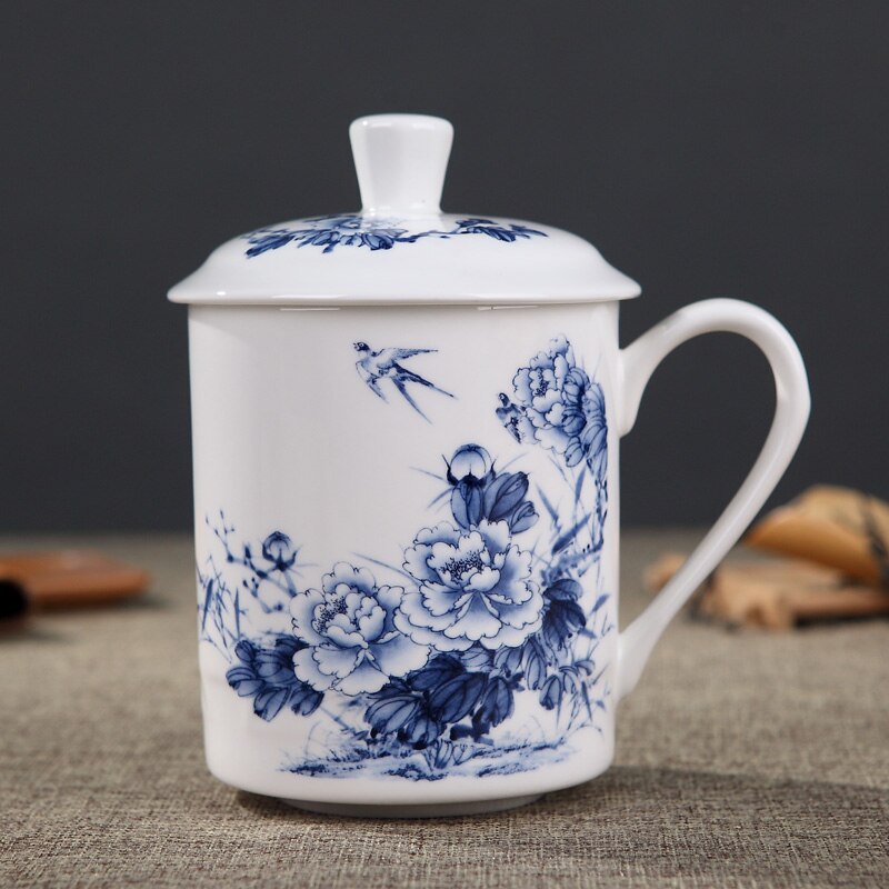 500ml Handmade Dragon Jingdezhen Bone China Tea Mug with Lid Ceramic Tea Infuser Tea Cup Office Water Cup Mug Drinkware: H