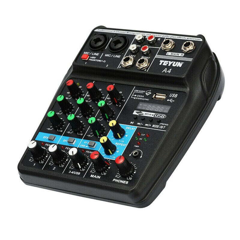 TU04 Bt Sound Mixing Console Usb Audio Mixer Met Aux Paths Plus Effecten 48V Phantom Voor Familie Ktv Liedjes geluidsopname