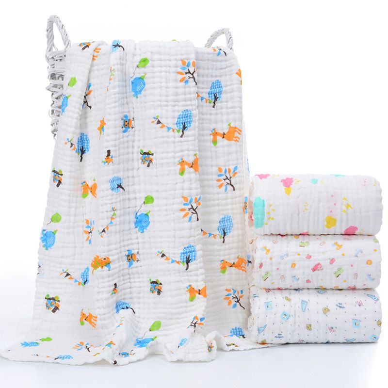 6 capas de toallitas para bebé, Toalla de baño para niños, paño de muselina, albornoz, manta envolvente E65D