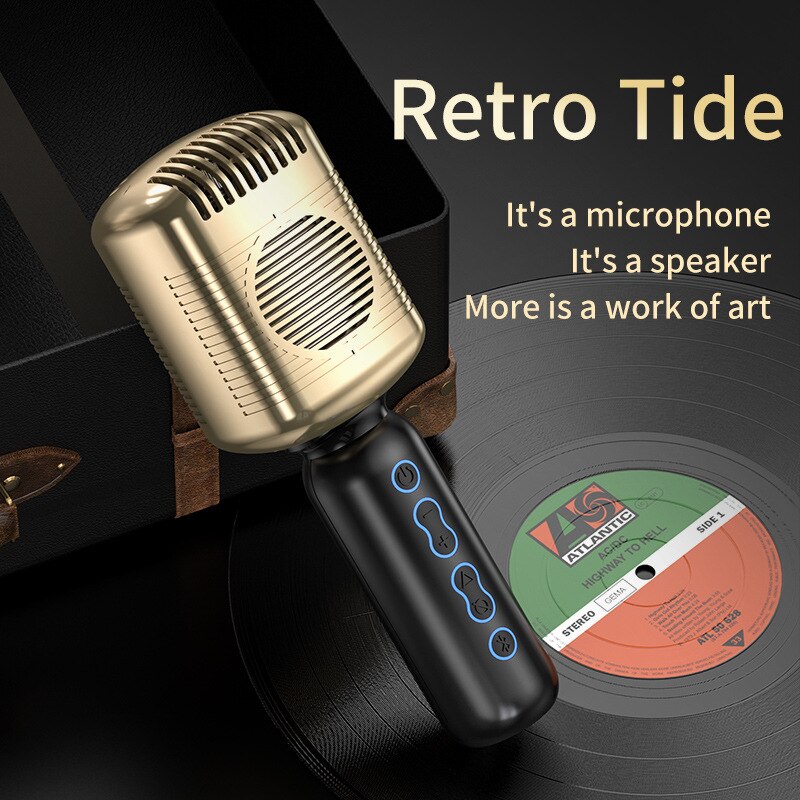 Retro Microphone, Classic Retro Style Condenser Bluetooth Karaoke Portable Microphone Mic