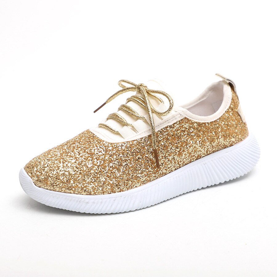 Mode Goud Zilver Schoenen Vrouwen Glitter Sneakers Zomer Bling Wit Sneakers Lace-up Sparkly Schoenen Voor Vrouwen Casual Schoenen d30: Goud / 8