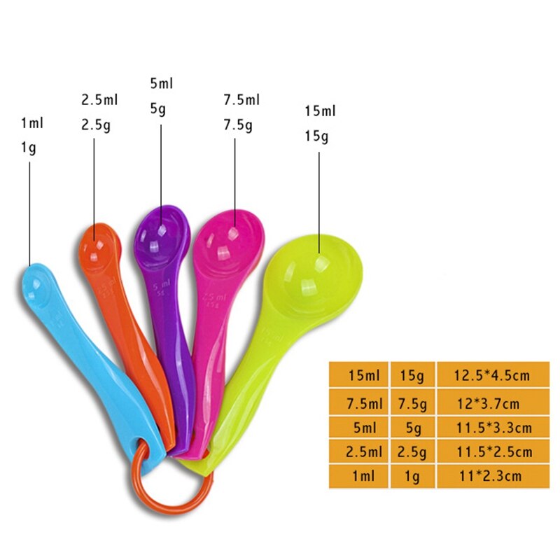 5PCS Small Measuring Spoon Stackable Plastic Measure Scoop Measure Teaspoon for Liquid Small Teaspoon Coffee Sugar Scoop