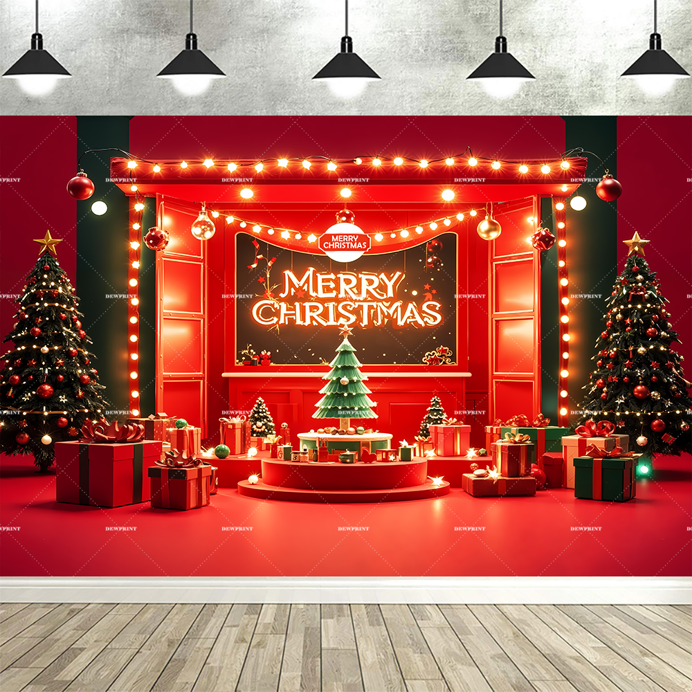 Natal pano de fundo vermelho para fotografia bola de natal presentes sino pinheiro verde neve rústica ano novo festa de família decoração fundo: royal blue / 150*200