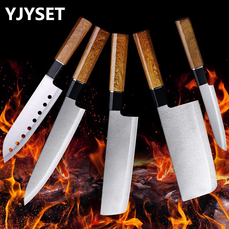 Stainless Steel Kitchen Knives Set Santoku Nakiri Utility Kitchen Knife Set White Blade Japan Knife Set Kitchen Cooking Tools: 5 Pcs knife set