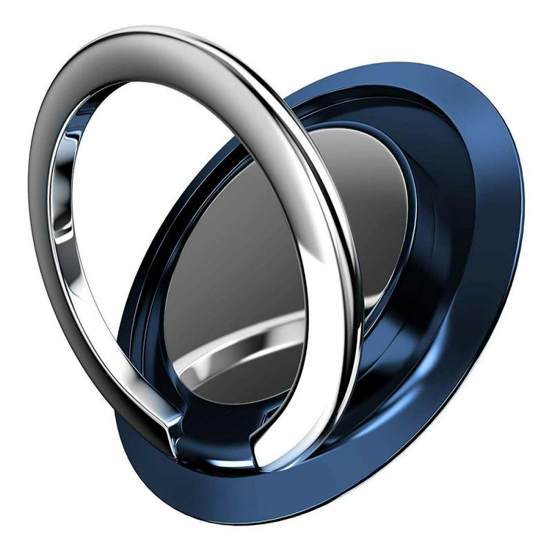 6 farver magnet metalfinger ring telefonholder 360 graders drejelig smartphone stikkontakt til magnetisk smartphone stativ: Blå
