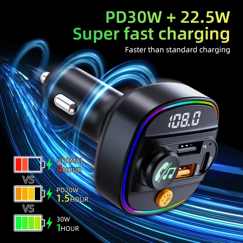 El mejor transmisor FM Bluetooth 5,3, modulador de Radio auxiliar manos libres para coche, reproductor MP3 con adaptador de carga rápida, accesorios para automóvil,