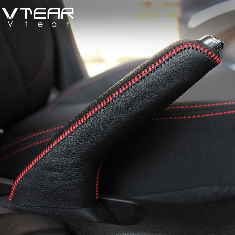 Vtear til suzuki ignis gearskifte kraver cover læder hoved knop greb covers håndbremse kuffert tilbehør bil-styling dekoration