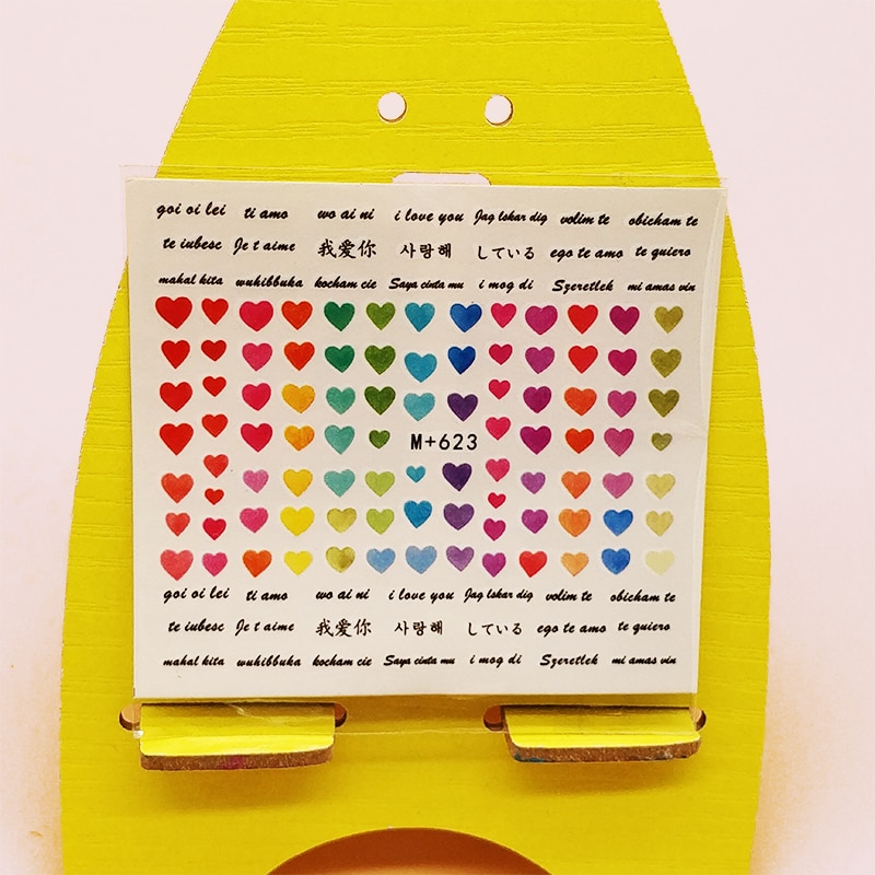 Stickers Voor Nagels Diy Kleurrijke Liefde Hart Brief Nail Art Decoraties Sticker Water Transfer Decal Meisje Manicure Accessoires