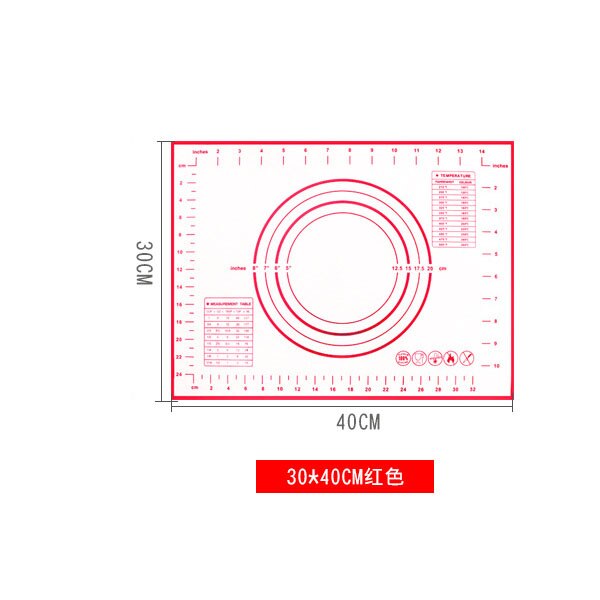 Feuille pour pâte à Pizza, pâtisserie, pâtisserie, ustensiles de cuisine, tapis de cuisson antiadhésif en Silicone: B-RED  -  40 x30cm