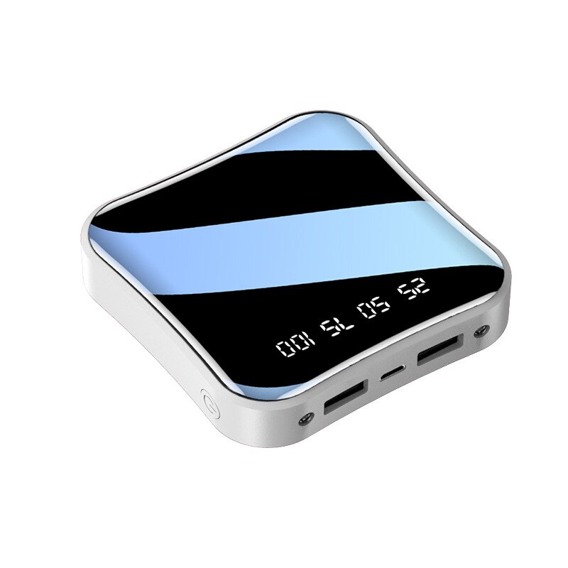 Mini Portable 12000mAh Power Bank Ultra Light Fast Charger LCD Digital Display Dual USB Travel Power Bank External Battery Pack: White