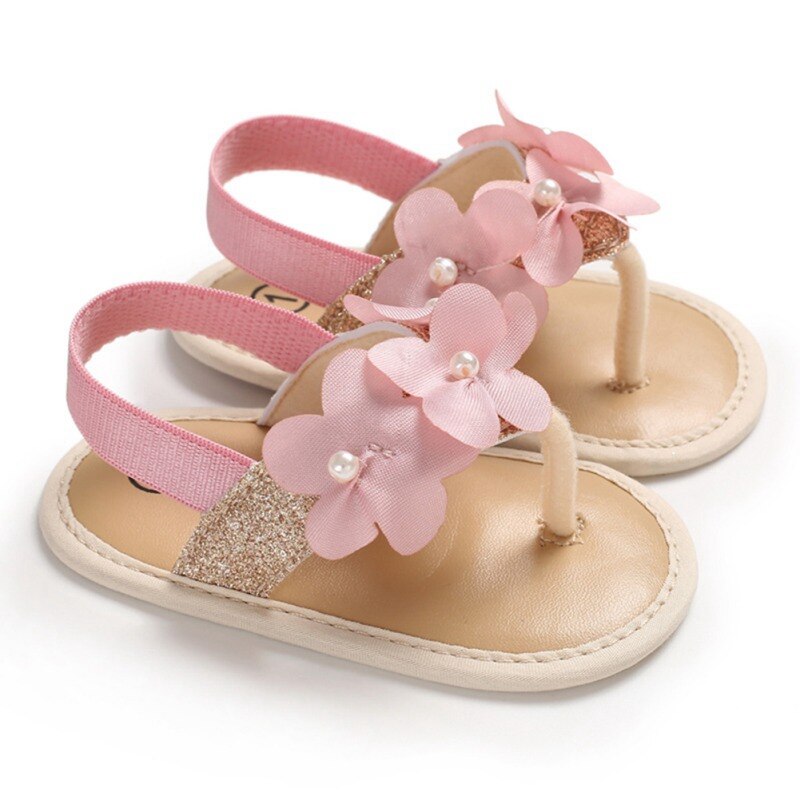 Sandalias de princesa Floral planas romanas antideslizantes zapatillas de suela suave zapatos de bebé recién nacido 0-18M zapatos para niñas