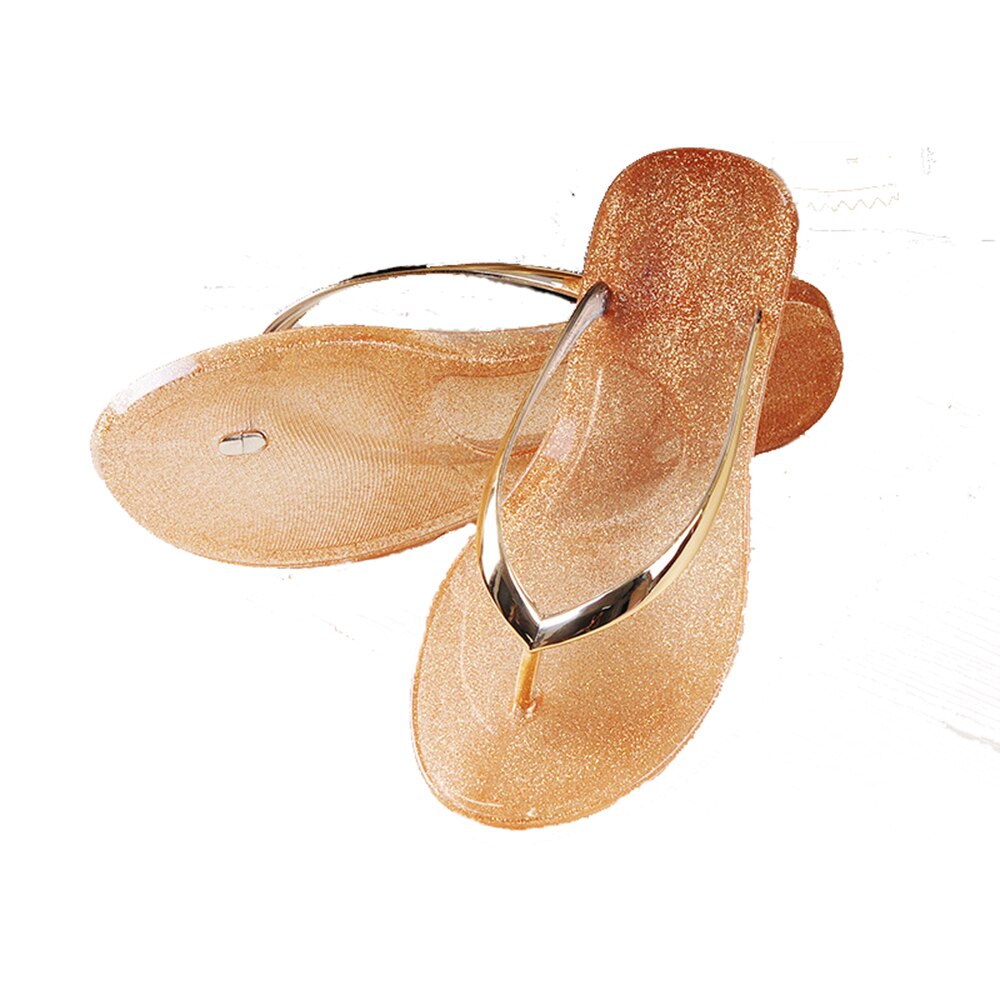 women flip flop sandals Open Toe jelly shoes dry quickly beach summer thong slippers silver clear neutral comfortable