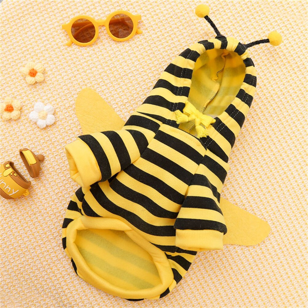 Ropa cómoda con dibujos animados para perro, sudaderas con capucha para perro, ropa para mascota pequeña, parodia con estampado de abejas, para Otoño e Invierno: L