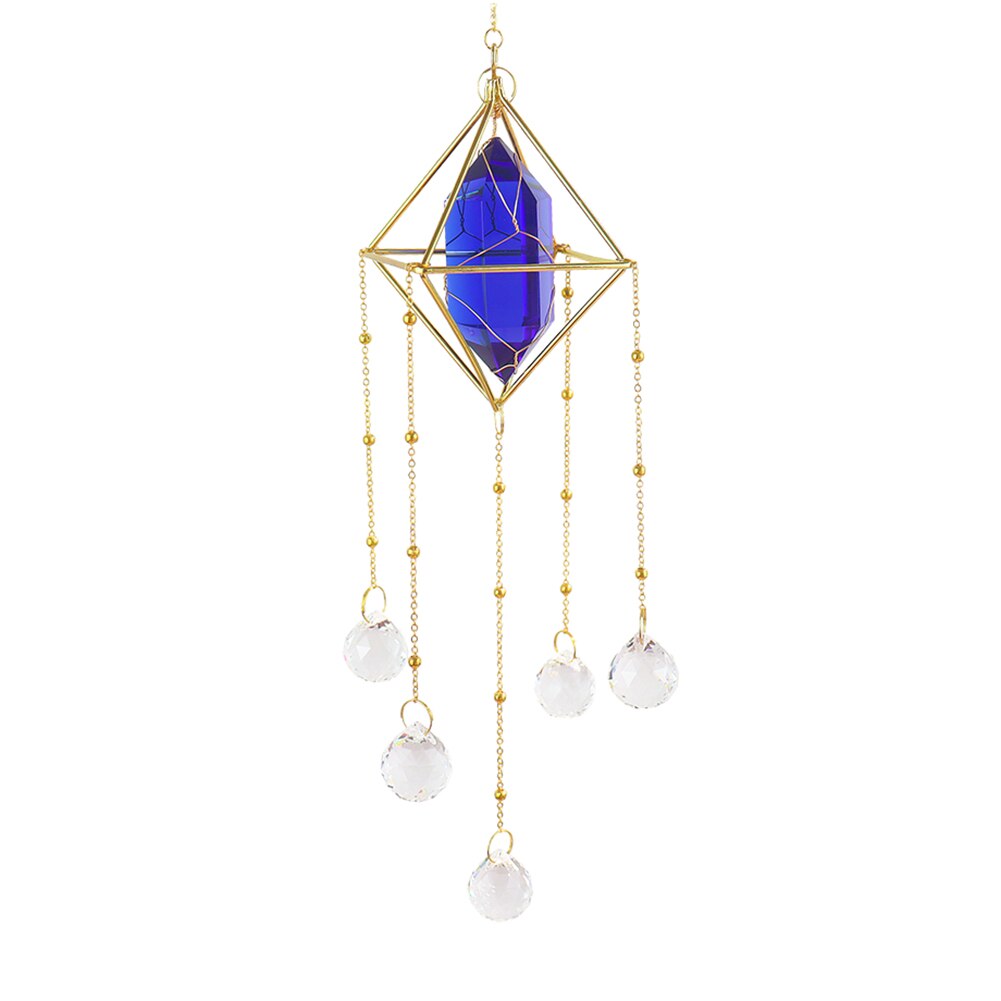 Crystal Wind Chime Prism Dream Catchers Windbell Hanging Ornament Home Room Garden Wall Window Door Decor Window Pendant: Blue