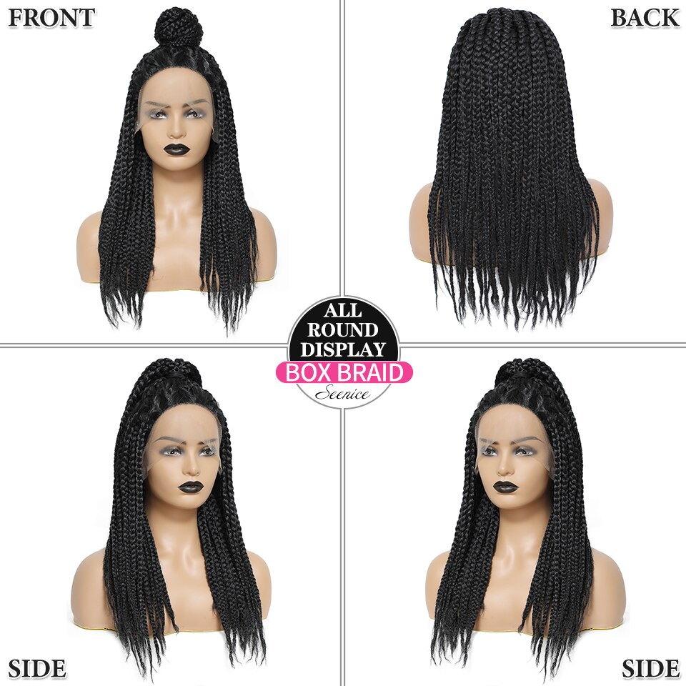 Box Braided Wig Lace Front Braid Wigs African American Synthetic Senegalese Twist Lace Long Straight Hair For Black Women Ombre