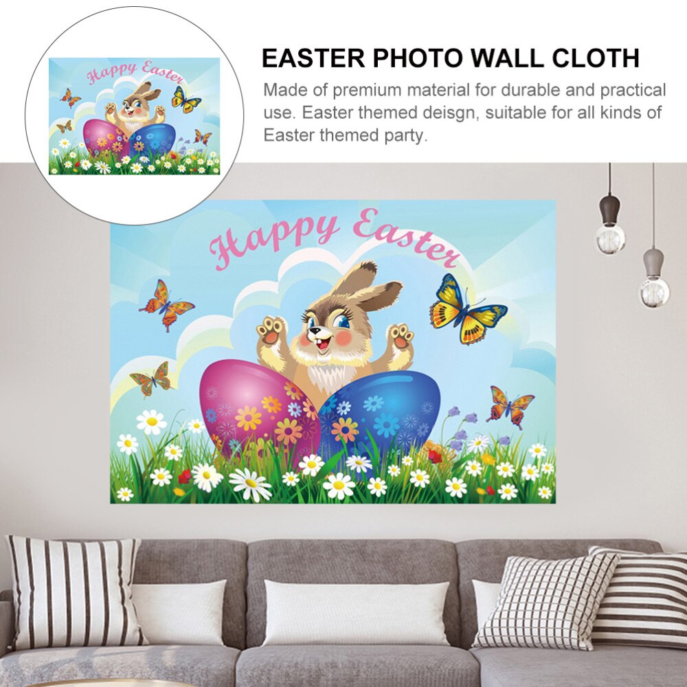 1Pc Cartoon Bunny Photo Background Easter Eggs Wall Backdrop for Photography