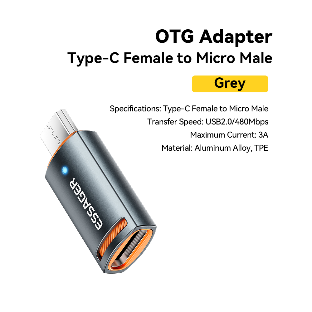 Essager USB3.0 OTG Adapter Typ-C USB-A Micro Buchse auf USB Micro iP Typ-C Stecker Konverter für MacBook Xiaomi iPhone OTG Adapter: Black
