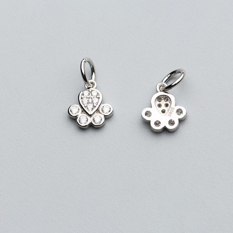 MEETSOFT simpatici animali in argento Sterling 925 cane zampa di zircone Charms per fai da te fatti a mano gioielli raffinati collana braccialetto accessorio chic