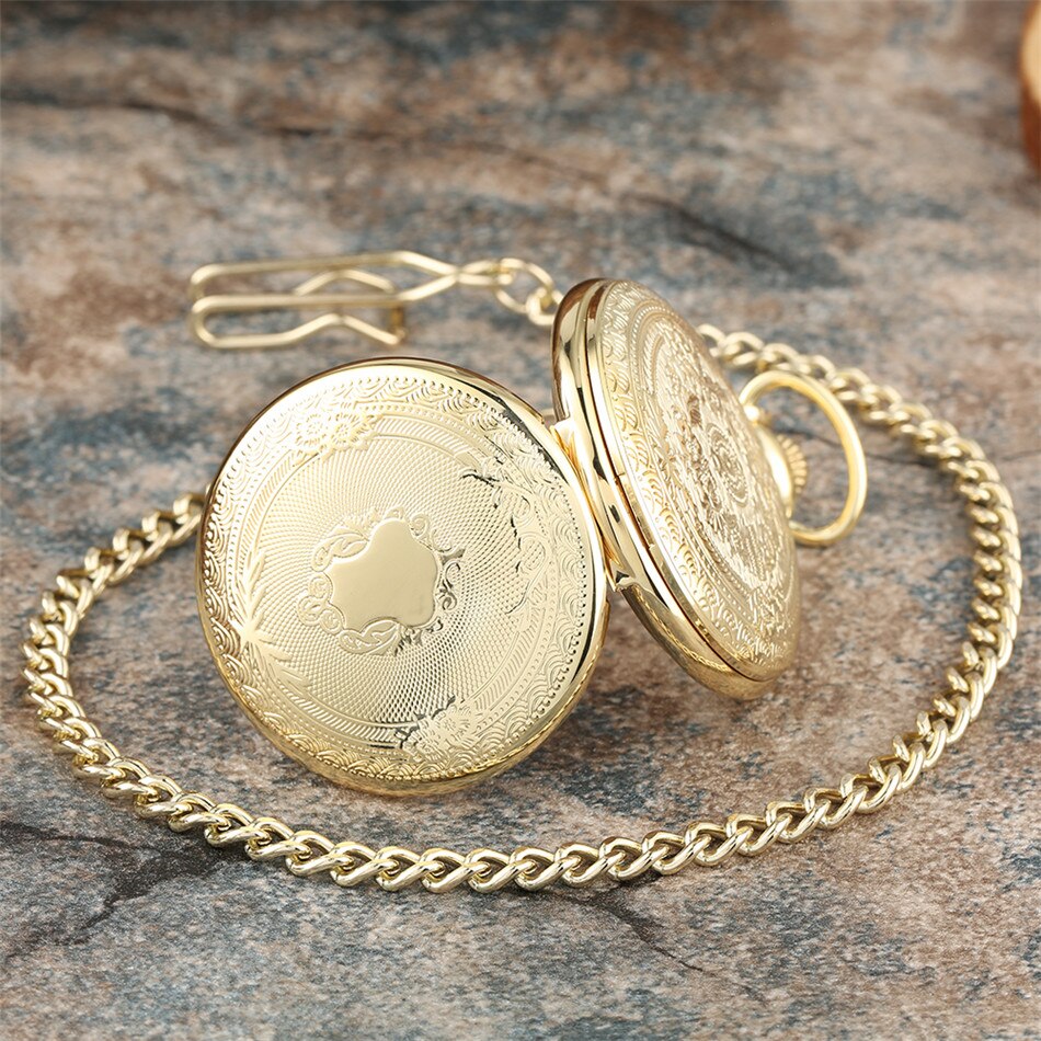 Exquisite Vintage Pattern Quartz Pocket Watch Gold/Silver/Bronze Full Hunter Pendant Pocket Clock Roman Numerals Round Dial