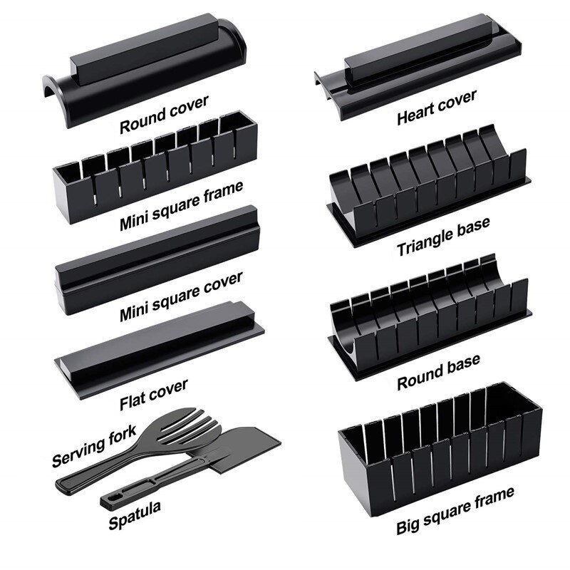 10 st / set sushi maker kit risboll kaka rullform japansk sushi chef kit diy hemlagad sushi gör mögel kök sushi verktyg