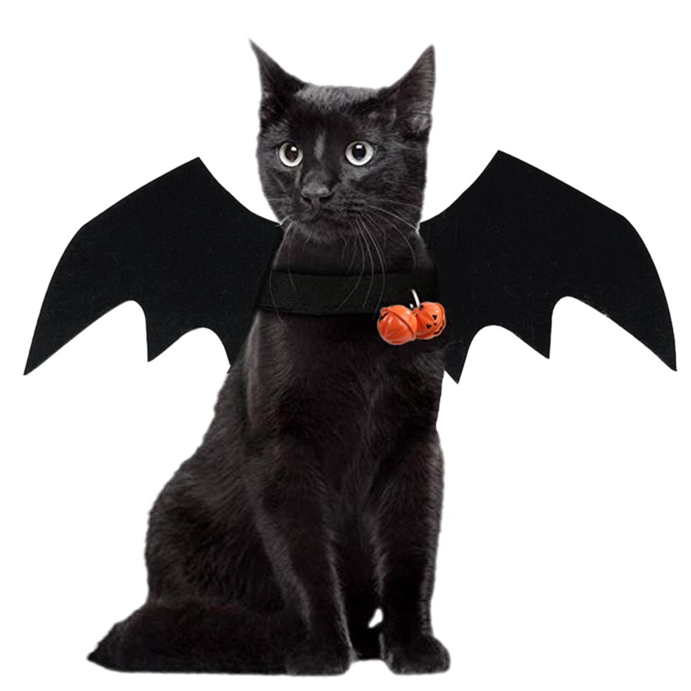 Disfraces de Halloween para perro, alas de murciélago, vampiro, negro, disfraz de Mascota, disfraz de gato,