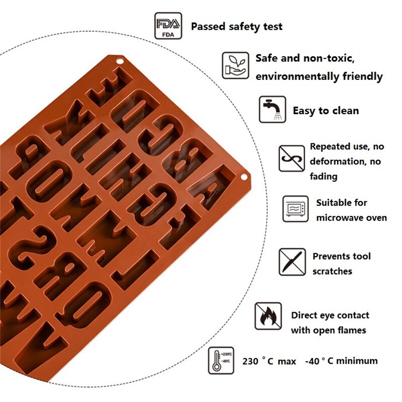 1Pc Grote Mallen Cijfers Letters Siliconen Mal 3D Fondant Mold Taarten Decoreren Gereedschap Diy Keuken Bakvormen