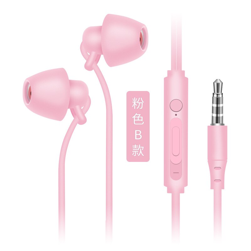 Sovehovedtelefoner in-ear støjreduktion og lydisolering kablede hovedtelefoner kablede headset ørepropper til xiaomi huawei samsung: Lyserød
