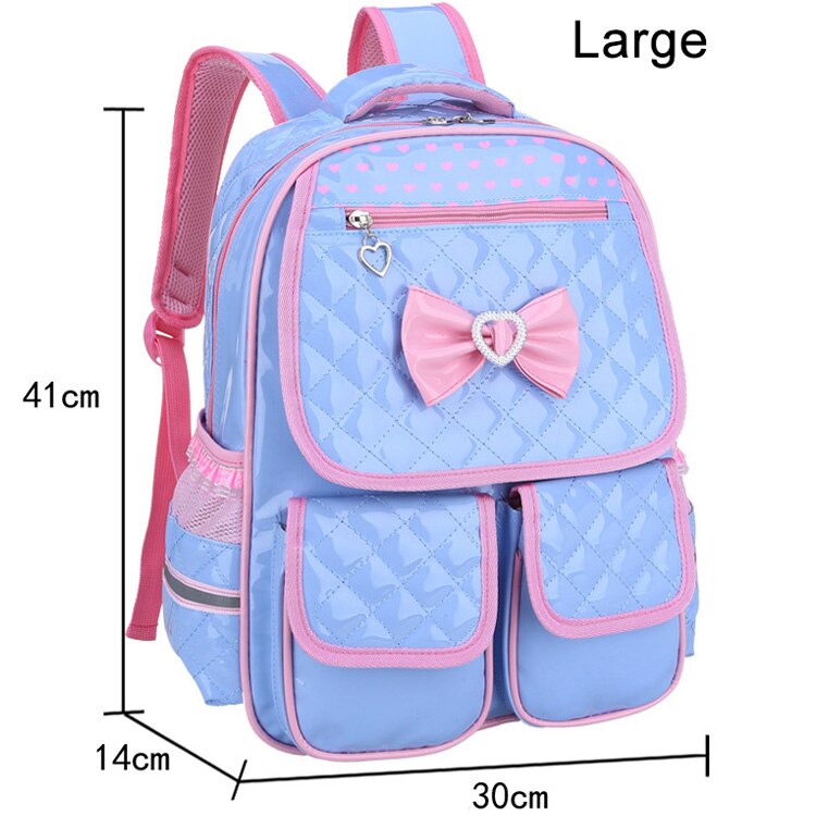 Leuke Rugzak Schooltas Voor Meisjes Pu Waterdichte Schooltassen Voor Meisjes 1-3-6 Grade Orthopedische Schooltas voor Meisjes: Large-Blue