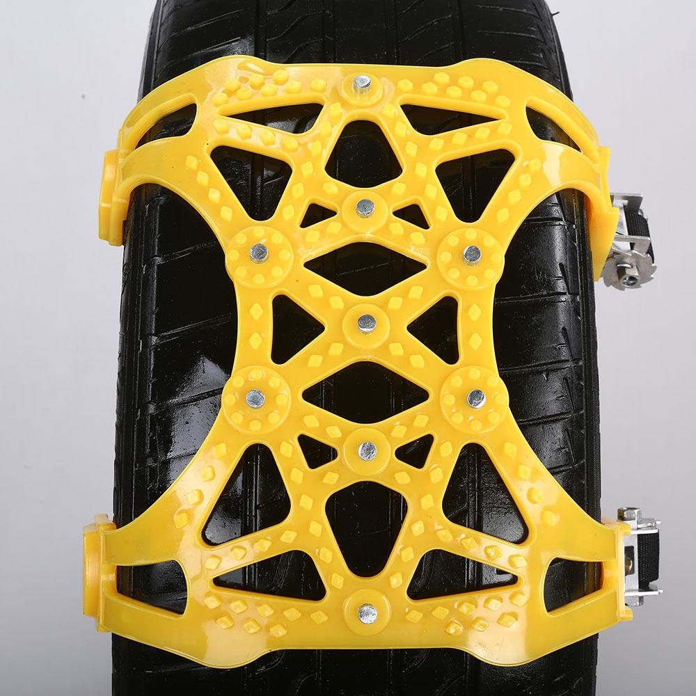 Universele Anti-Slip Ketting Auto Wiel Band Sneeuw Modder Chain TPU Legering Verdikte Anti Skid Band Met Wrench: YELLOW