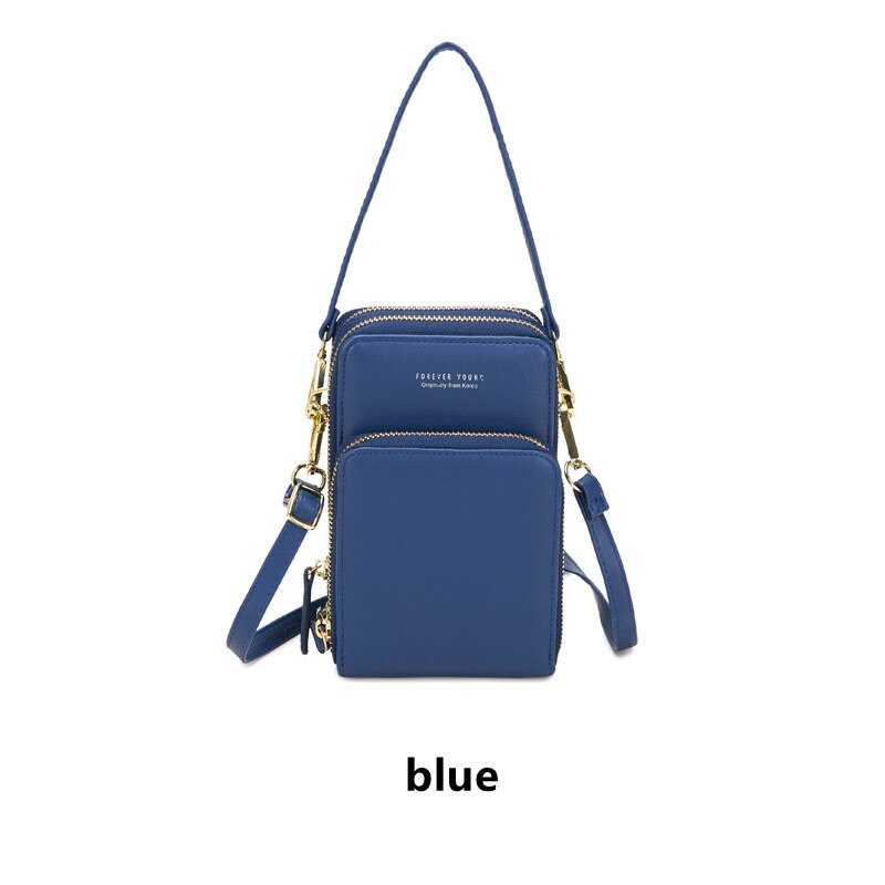 Puou novo plutônio couro celular bolsas moda uso diário cartão titular pequeno saco de ombro verão para bolsas femininas: blue