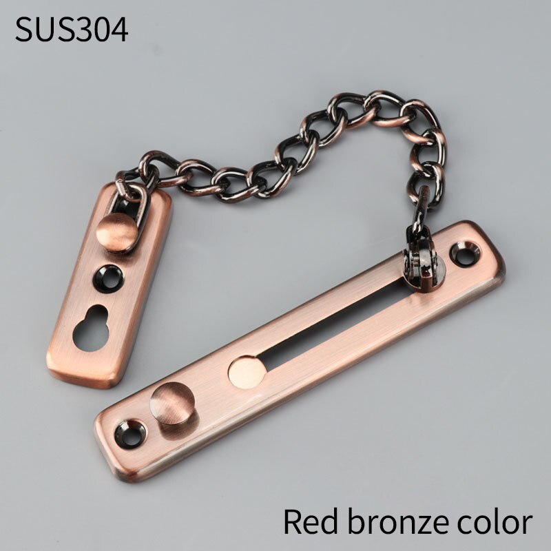 Thickened Stainless Steel Hotlinking Door Latch Hotel Company Home Security Chain Latch Door Chain Hardware Furniture: 304Red bronze
