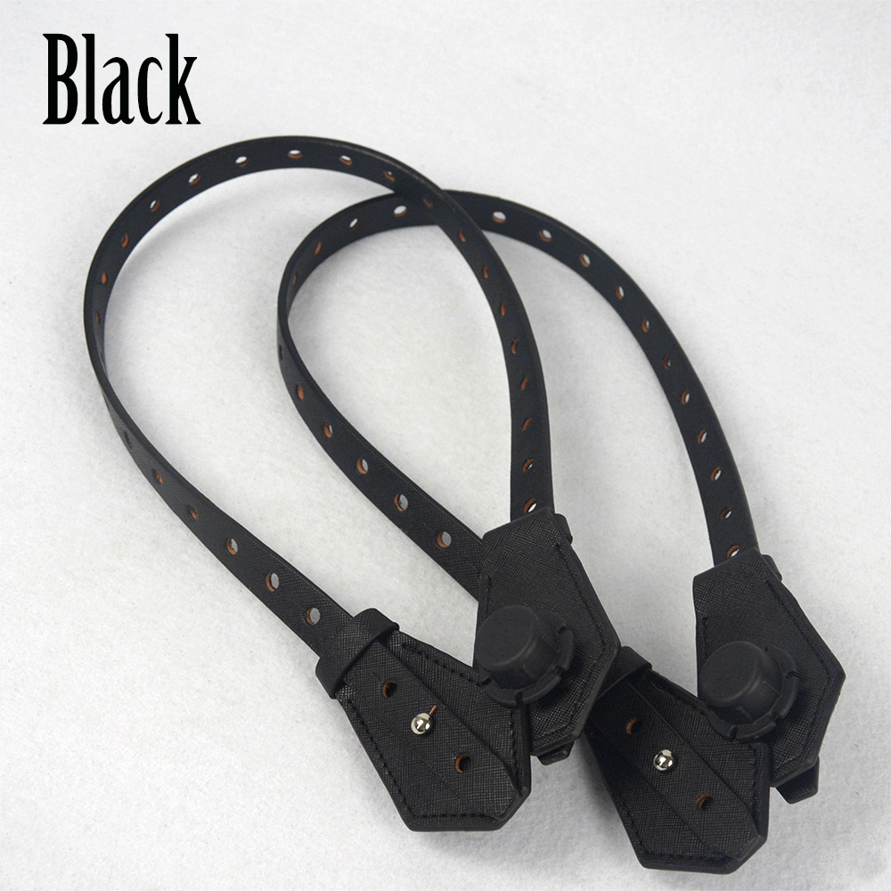 1 Pair Bidirectional Adjustable Length Flat Leather Belt Handle with Clasp for Obag Basket Bucket City Chic Women Handbag O Bag: black