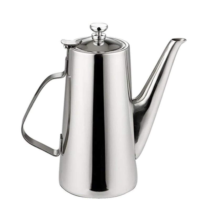 Pichet inox Carafe à eau avec couvercle pour café lait boisson-bec Long, 2L: Default Title