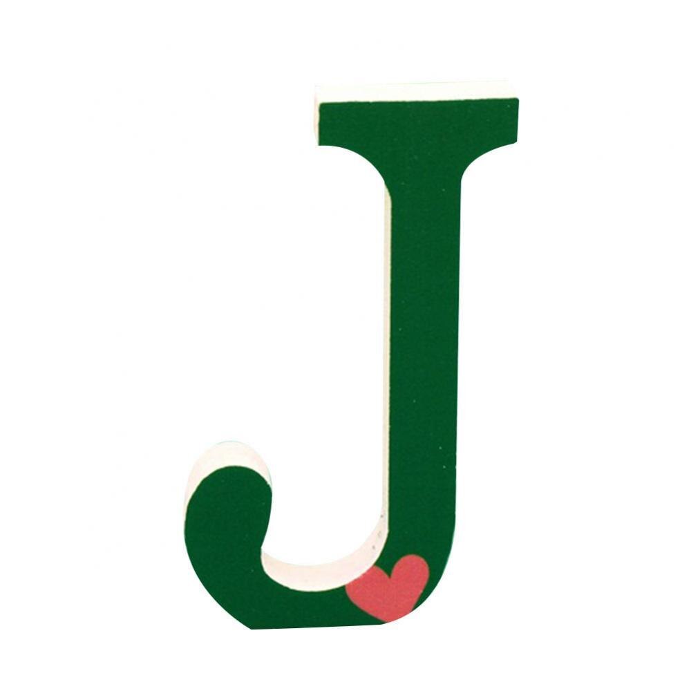1Pc A to Z Summer White Tropical Plant Wooden Letter English Alphabet DIY wood Art Home Wedding Party Decoration: J
