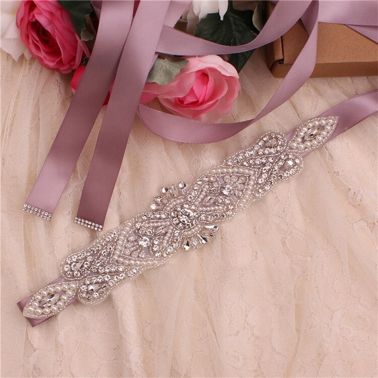 Yjwsxf Bruids Riem Trouwjurk Riem Dames Riem Parel Avondjurk Riem Rhinestone Riem Accessoriessories: dark purple