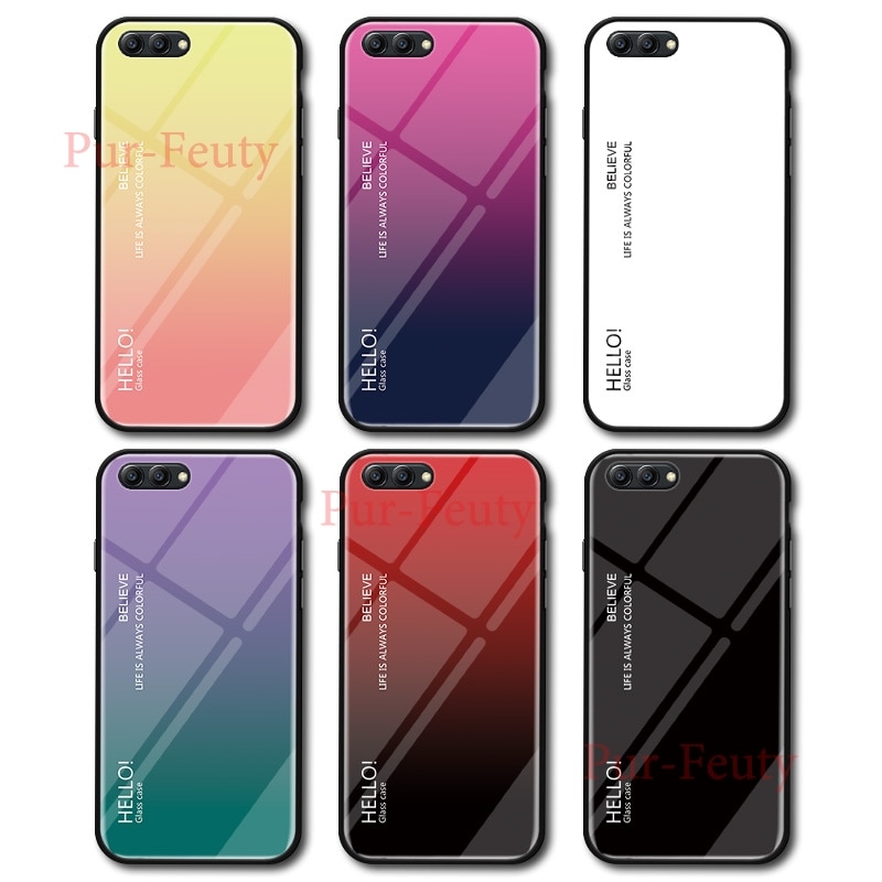 Case For Huawei Honor View 10 BKL L09 Hard Tempered Glass Luxury Gradient Protective Back Cover For huawei honor v10 v9