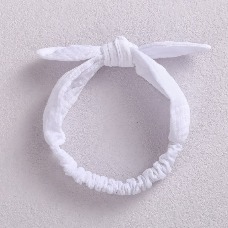 Cintas elásticas para el pelo para bebé, diadema de lino y algodón para niña, accesorios para el cabello con nudo, turbante con orejas de conejo para niño pequeño, lazos de Playa suaves: 9