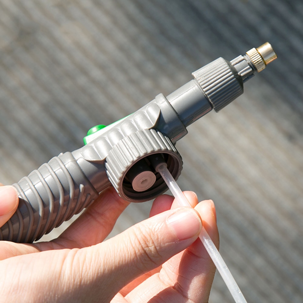 1 stk husholdnings højtryks luftpumpe manuel sprøjte have justerbar trolley pistol dyse vanding spray sprøjte hoved med led