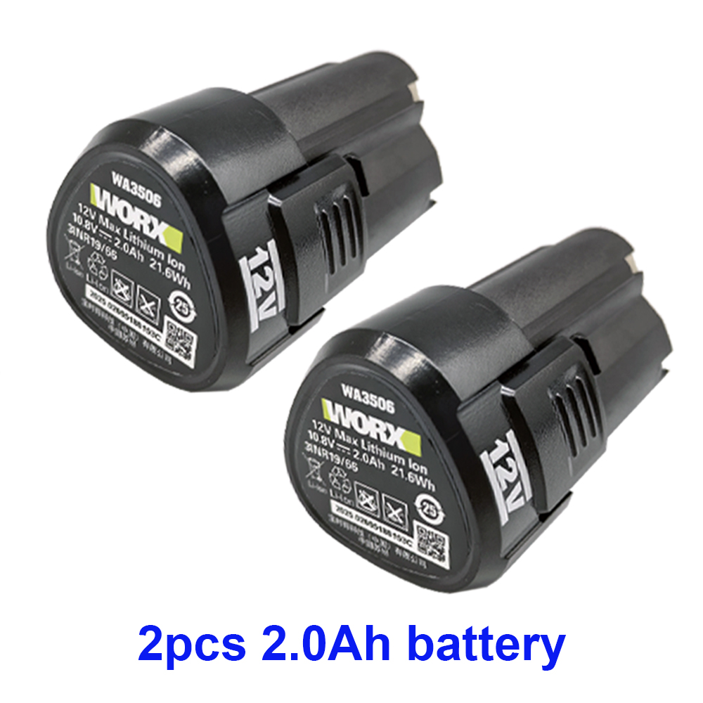 Original 12V 2.0Ah para 12V WORX WA3506 WU127 WU128 WU130 WU131X WU132 WU280 WX128 WX129 WX540 batería de herramienta eléctrica: Morado