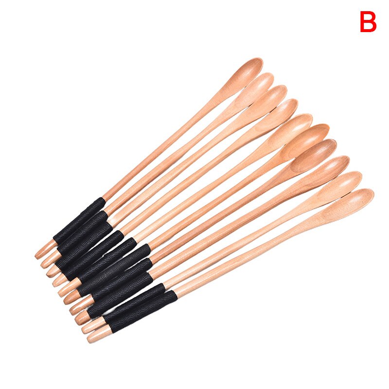 Lang skaft tre skje for honning ris suppe dessert kaffe te blande kjøkkenredskaper teskje catering bambus tre skje: B