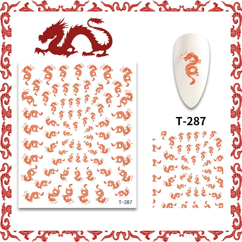 Chinese Dragon Nail Art Stickers Punk Nail Decals Waterproof Nail Decoration Colorful Dragon Element Nail Accesories For Nails: 10