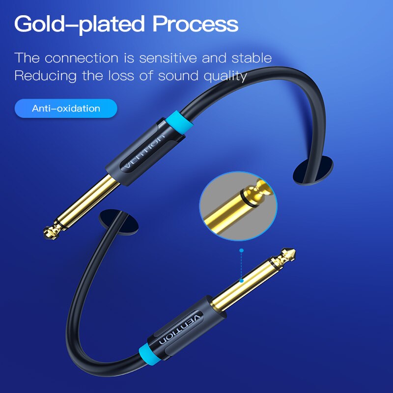 Vention Aux Guitar Cable Jack 6.5 mm to 6.5 mm Audio Cable for Guitar Mixer Speaker Stereo Jack 6.35mm Aux Cable 1m 3m 5m 10m