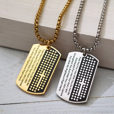 Rvs drip lijm Christian schrift tag mannen ketting