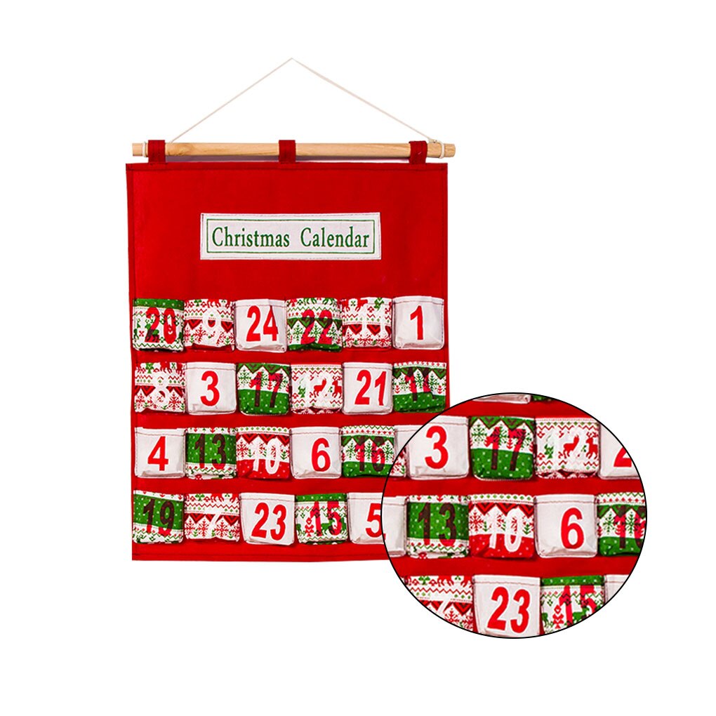 Saco de armazenamento de calendário de natal criativo não-tecido impressão multi-camada saco de presente de doces casa festa de natal parede pendurado decoração