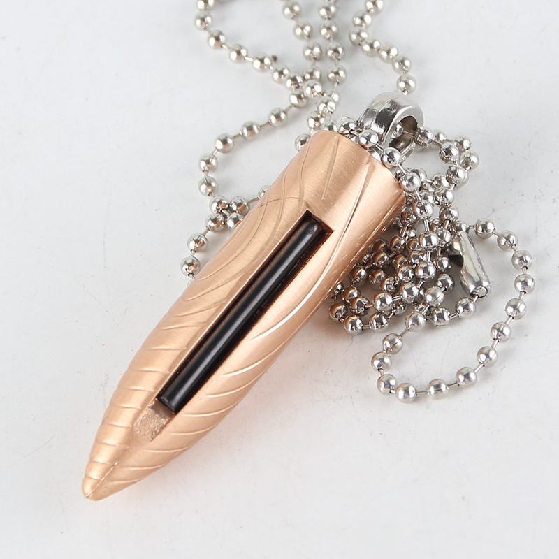 Outil de survie en plein air allumettes permanentes étanche silex allume-feu sans kérosène Camping silex colliers briquet hommes: Rose Gold