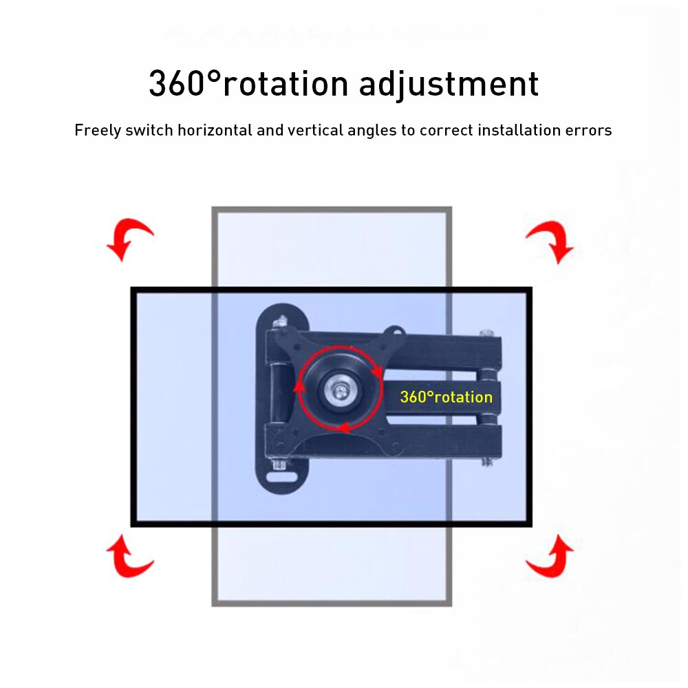 TV Wall Mount Bracket Extension Arm Tilt Swivel 360 Degree Full Motion LCD Monitor Holder Rack Stand For 14inch - 27inch 10KG TV